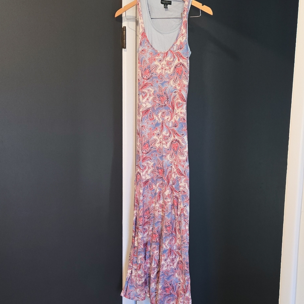 Ralph Lauren Jeans Co. pink and blue paisley layered tank sleeveless maxi dress
